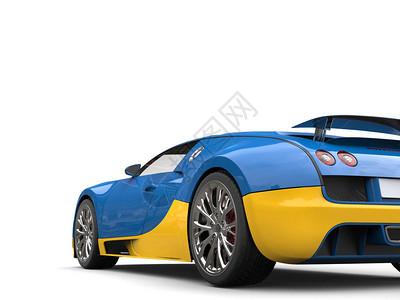 亮蓝色和黄色现代超级运动车图片