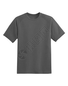 白色背景的灰色短袖棉TShirt被隔离图片