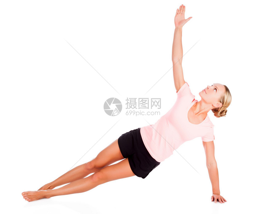 妇女从事健身锻炼白背图片
