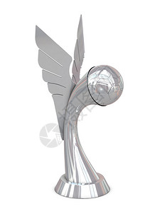 银奖杯有翅膀和足球背景图片