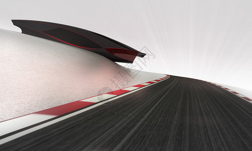 在未来主义建筑壁纸插图下领先的速度赛道背景图片