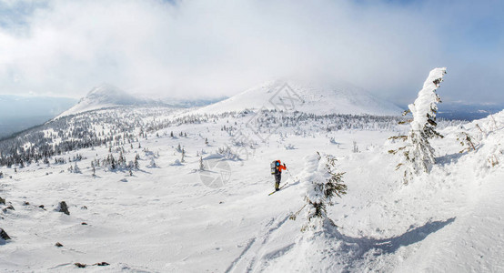 雪山地上滑雪登山冬季图片
