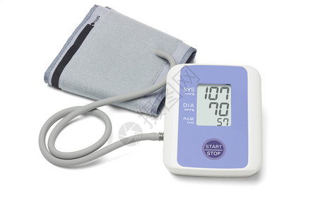 白色背景的自动数字血压监测图片