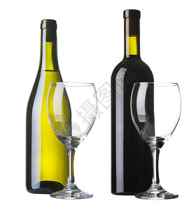 一瓶红葡萄酒和白葡萄酒图片