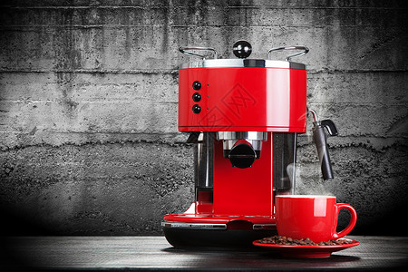红色复古风格咖啡机图片