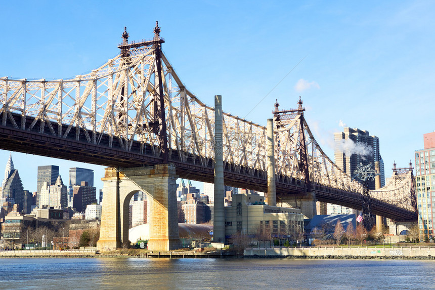 曼哈顿中城皇后区伯罗大桥纽约市位于东图片