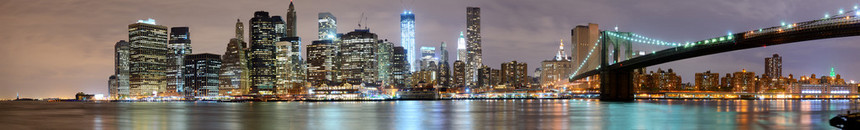 曼哈顿金融区和纽约市布鲁克林大桥的图片