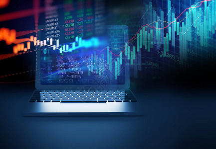 笔记本电脑屏幕上的金融股票市场图代表了商业投资和股票未来交易的概念单图片