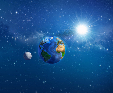 由近到远月亮和闪烁到深空由美国航天局提供的这张图像的插画