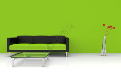 现代绿色客厅图片