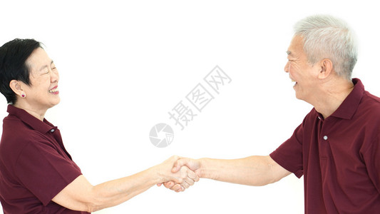 幸福快乐的年老夫妇手图片
