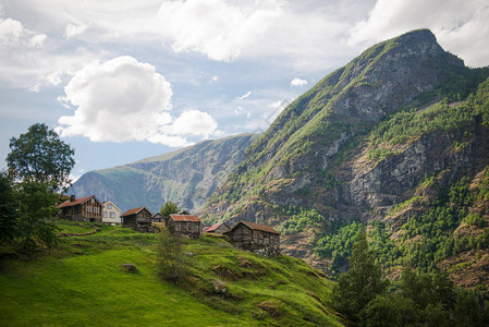 挪威大山高Aurlandsfjord高清图片