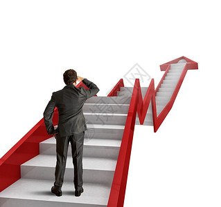 商人攀登统计阶梯走向成功背景图片