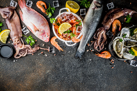 乌贼虾牡蛎贝类鱼图片