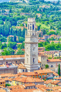 意大利Verona大教堂塔空中图片