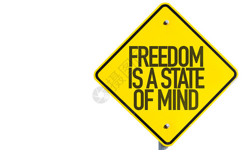 自由是思想状态的标志在白色图片