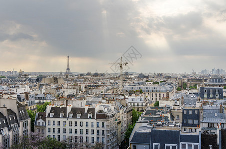 法国巴黎日落时巴黎天际图片