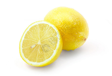 黄色切片柠檬白图片