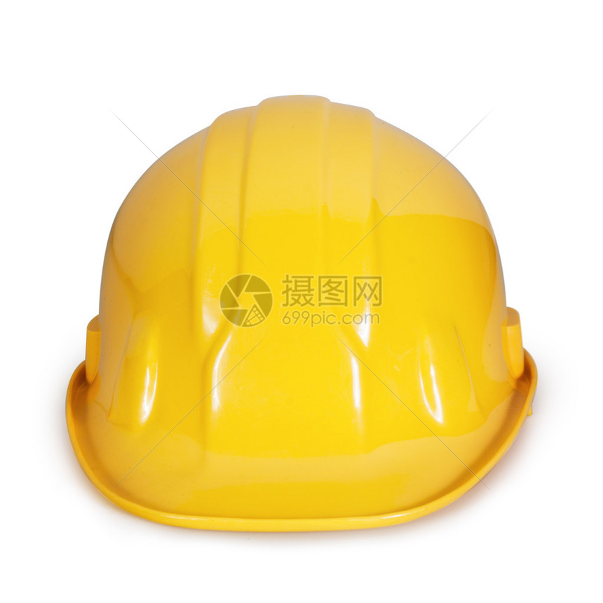 白色背景上的黄色安全头盔图片