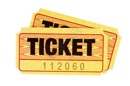 高端门票入场券两张黄色的入场券是白种背景