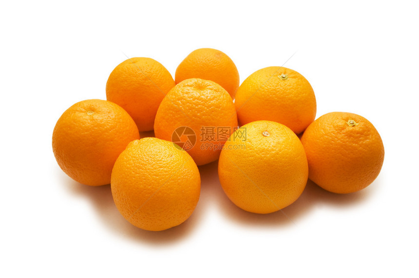 很多橙子被白色隔离图片