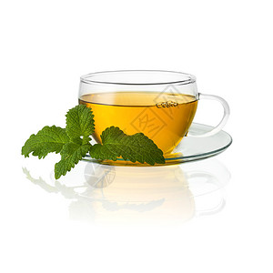 茶壶薄荷饮料杯子孤立亚洲抠出香气凉茶健康热饮感冒在白色背景图片