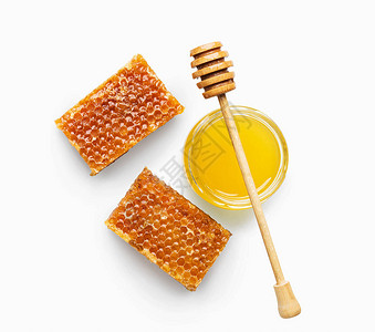蜂蜜白背景的孤立天然蜜蜂产品化妆品或药品有机成图片