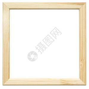 白色背景上的浅色方形木制相框背景图片