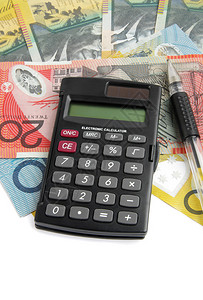 澳大利亚货币与计算器对白的图片