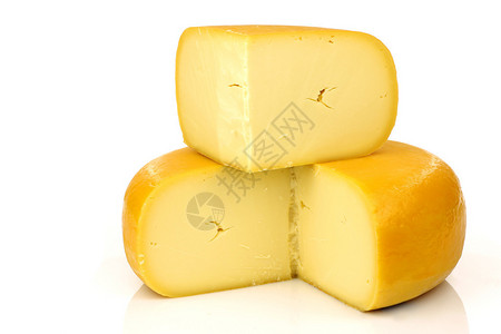 传统的荷兰古达奶酪上面有一块白色图片
