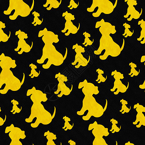黑色和黄色小狗砖块的重复模式背景背景图片