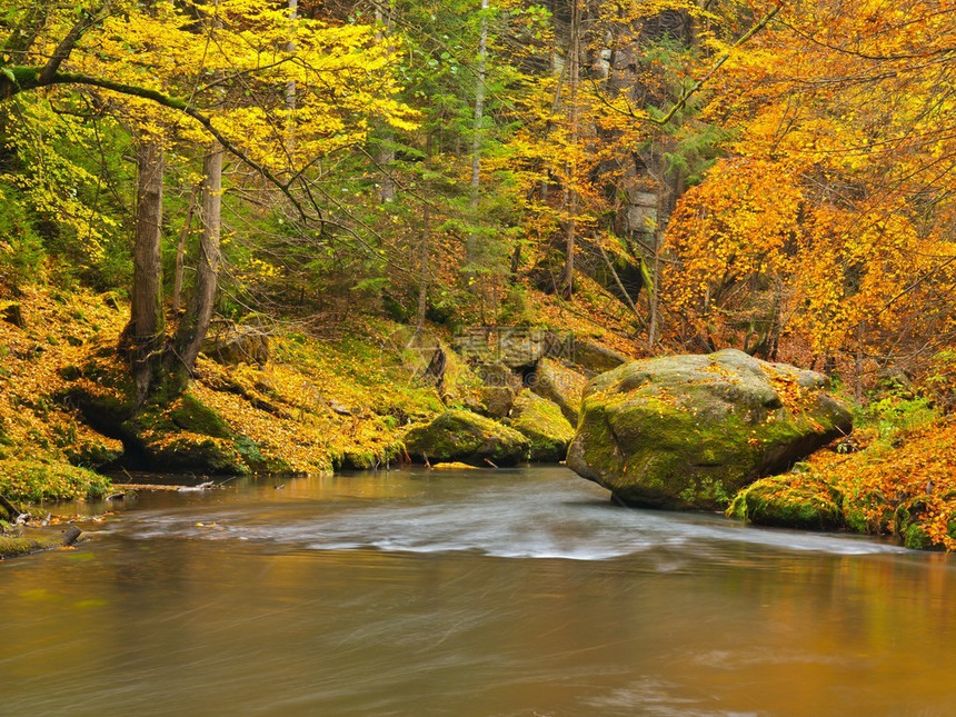 山河两岸的秋色图片