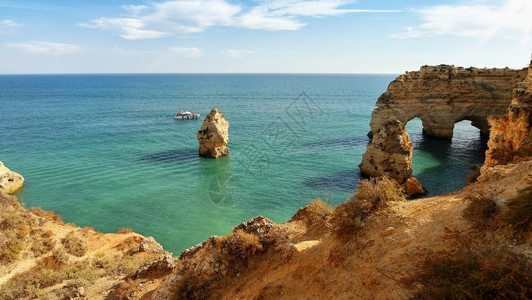 阿尔加夫葡萄牙野黄岩悬崖图片