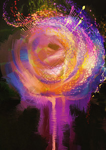 五颜六色的玫瑰抽象画图片