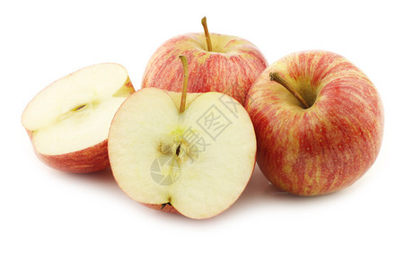 新鲜甜小苹果和白色背景图片
