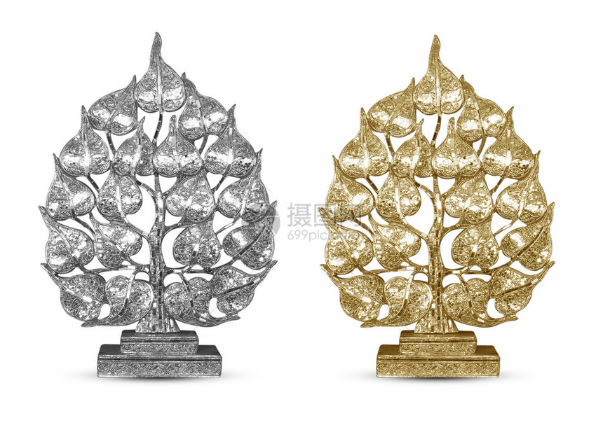 佛教雕塑银金树图片