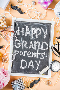 快乐的祖父母节背景祖父母节日礼品卡祖母和祖父节庆祝活动Flatla图片