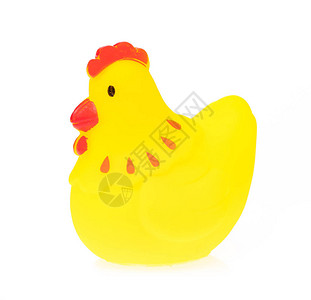 孤立在白色背景上的鸡塑料玩具动物背景图片