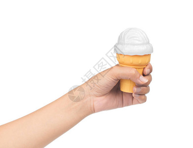 手握着Vanila冰淇淋甜筒图片