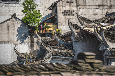湖南省风港老城历史古老建筑的图片