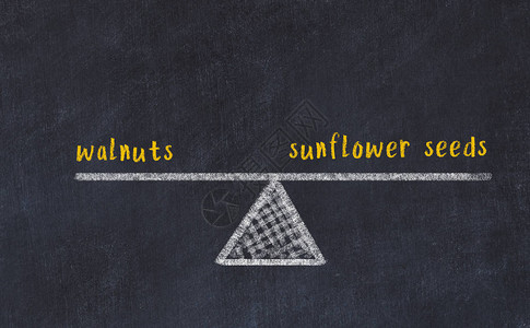 平板天平图胡桃和向日葵种子之背景图片