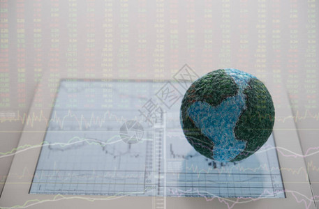 商业投资金融的世界具有股市数据背景的数字平板电图片