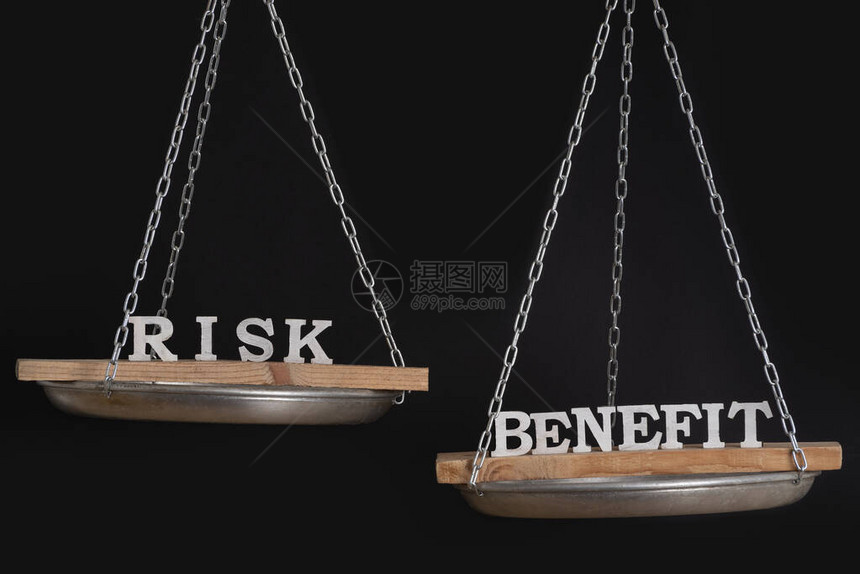词风险和利益平衡平衡的概念黑色图片