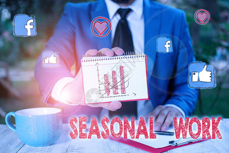招聘季立体字显示季节工作的概念手写概念意思是工作量发生在特定季背景