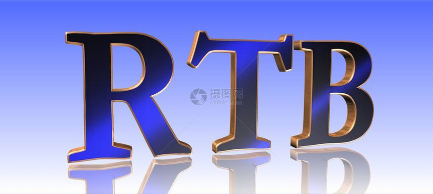 RTB实时投标蓝色背景中的3D金属字概图片