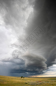 加拿大草原上的暴风雨天空图片
