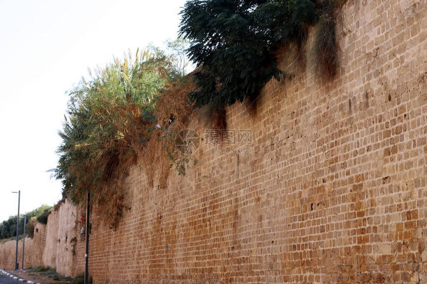 以色列北部Acre城的古老石块和混凝图片