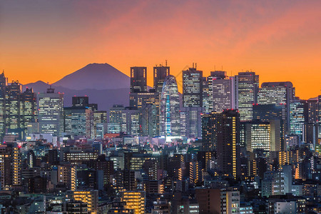 东京天际线和日本富士山图片