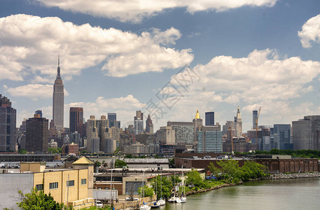 曼哈顿市中心天线从皇后区全图片