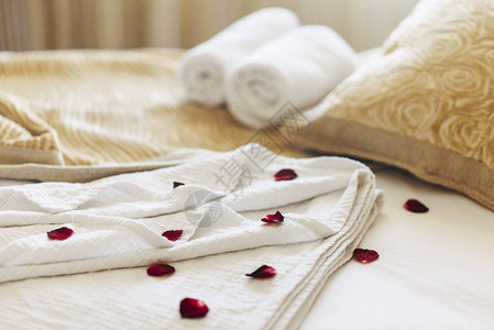 浪漫周末的豪华水疗酒店房间蜜月套房卧室装图片